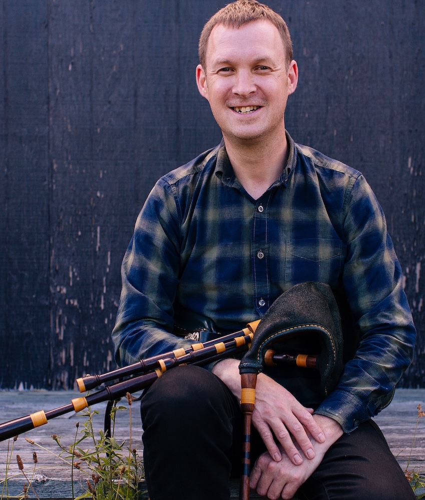 Fin Moore, pictured with his Scottish smallpipes
